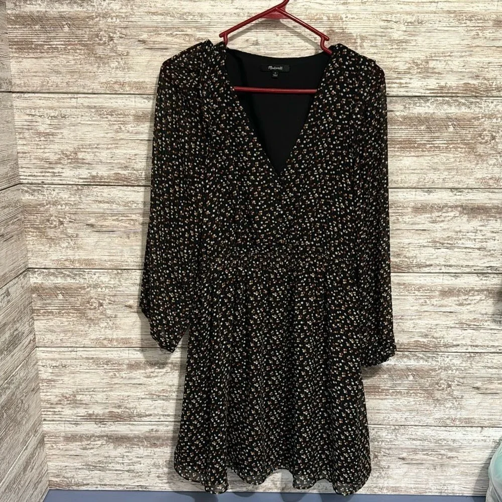 Madewell Black and White Floral Mini Dress - Picture 3 of 9